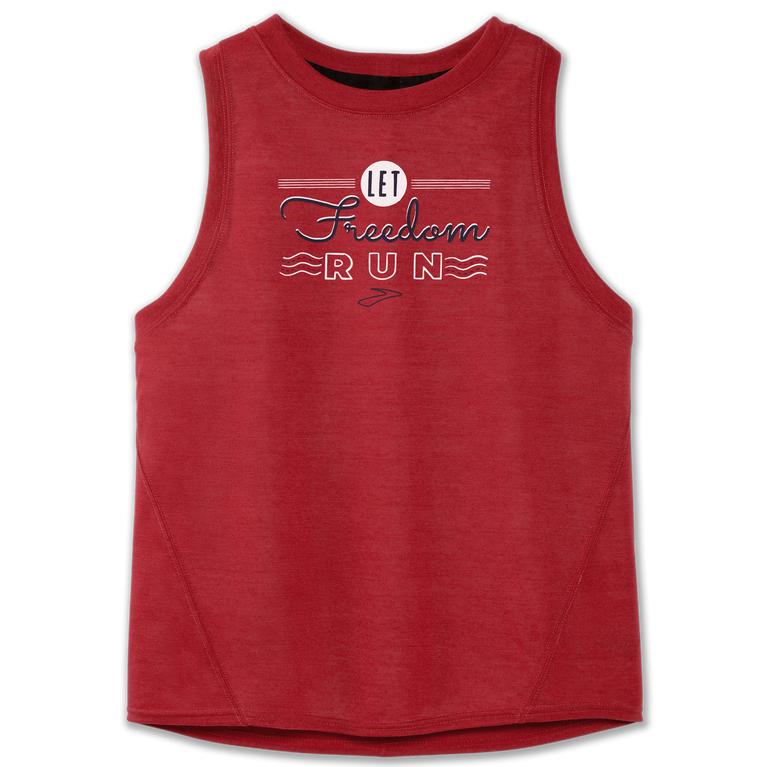 Brooks Distance Graphic Women's Running Tank Top - DarkRed/Go USA (51063-SOMQ)